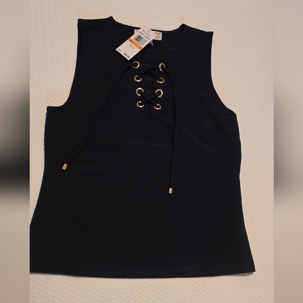 Michael Kors Midnight Blue Top with Gold Eyelets
